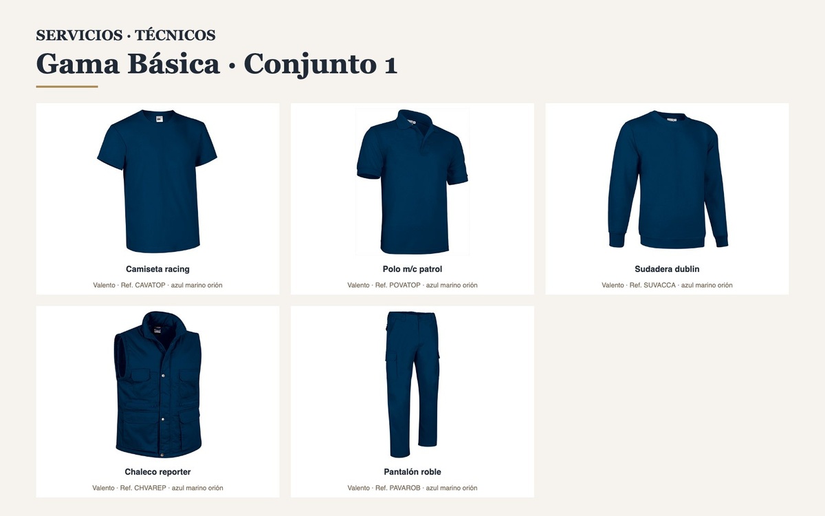 Técnicos · Gama Básica · Conjunto 1
